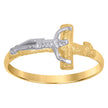 10Kt Yellow Gold Womens Textured Inri Crucifix Cross Religious Ring