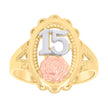 10kt Tri-Color Gold Womens Dc 15 Anos Oval Engagement Ring