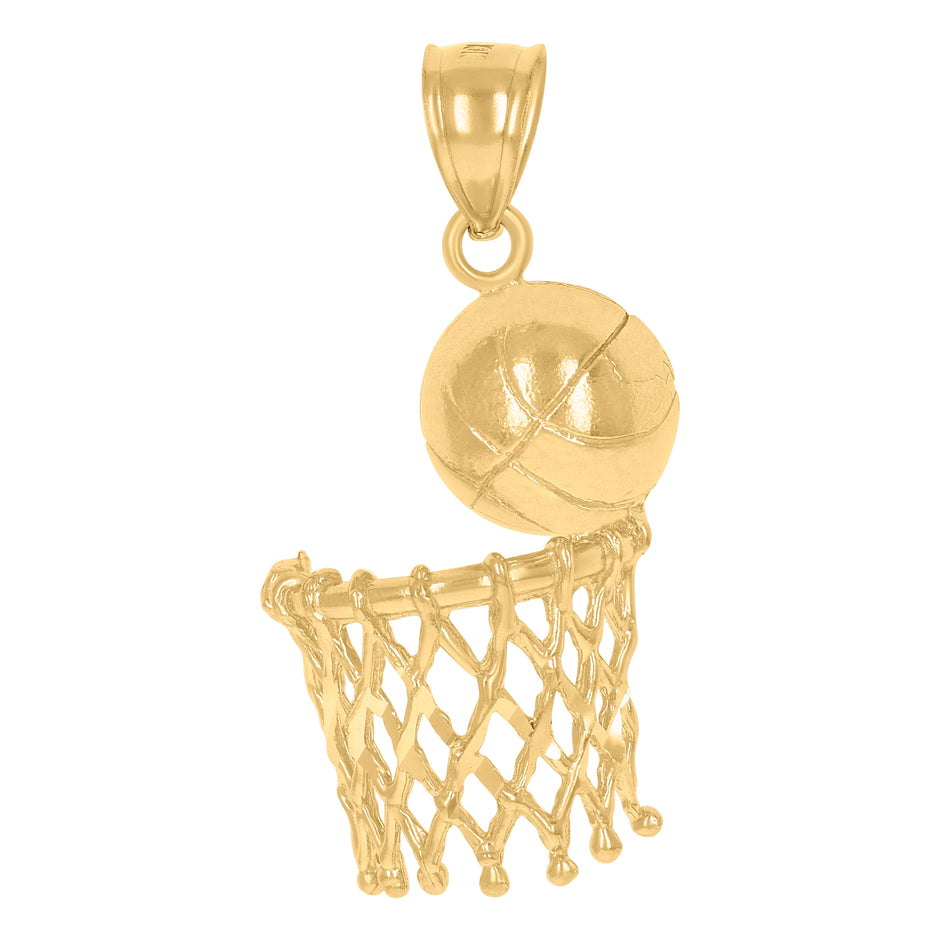 10kt Yellow Gold Mens Basket Ball Sports Charm Pendant