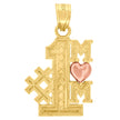 10kt Two-Tone Gold Womens Textured #1 Mom Heart Charm Pendant