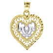 10kt Gold Two-Tone Diamond-Cut Womens Mom Heart Charm Pendant
