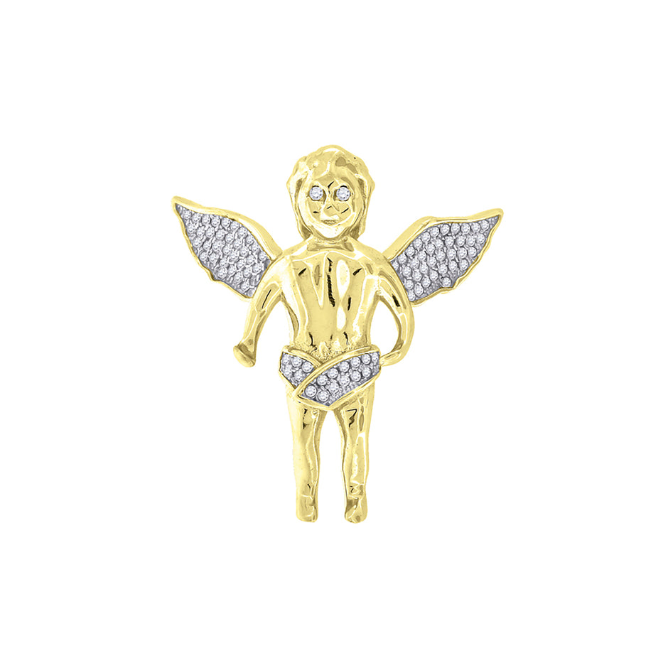 925 Sterling Silver Mens Cubic Zirconia Religious Praying Angel Charm Pendant