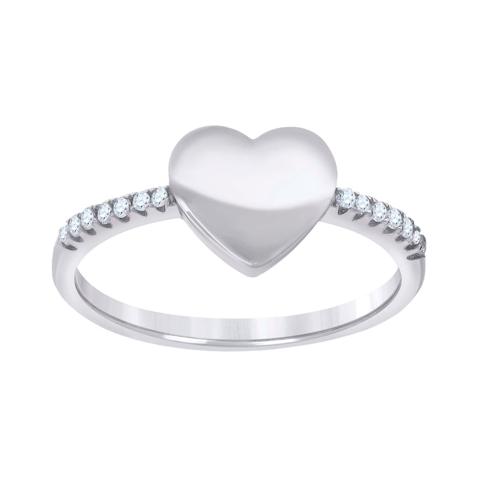 925 Sterling Silver Womens Cubic-Zirconia Heart Ring Size 8 - SLV-55808