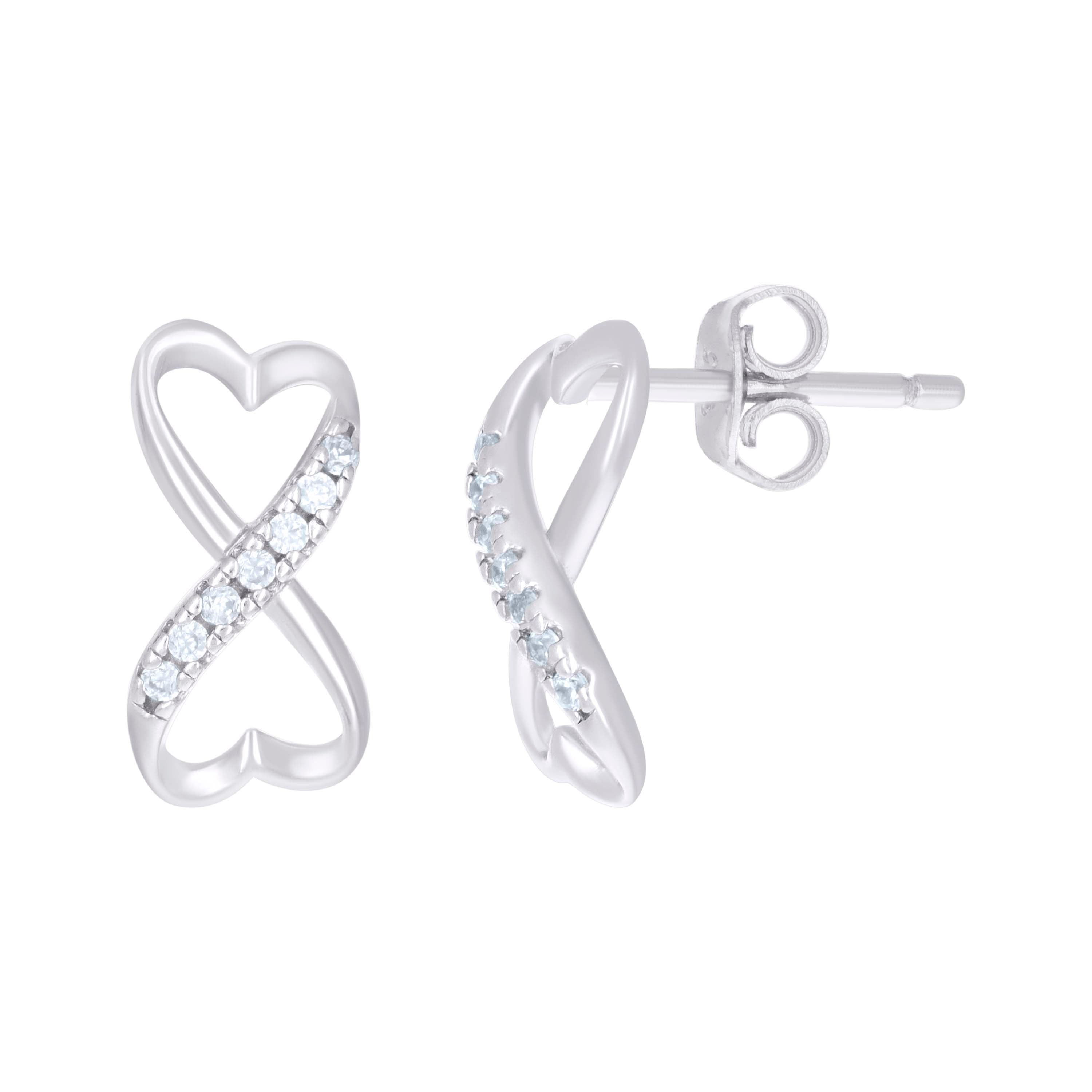 925 Sterling Silver Womens Cubic Zirconia Infinity Stud Earrings