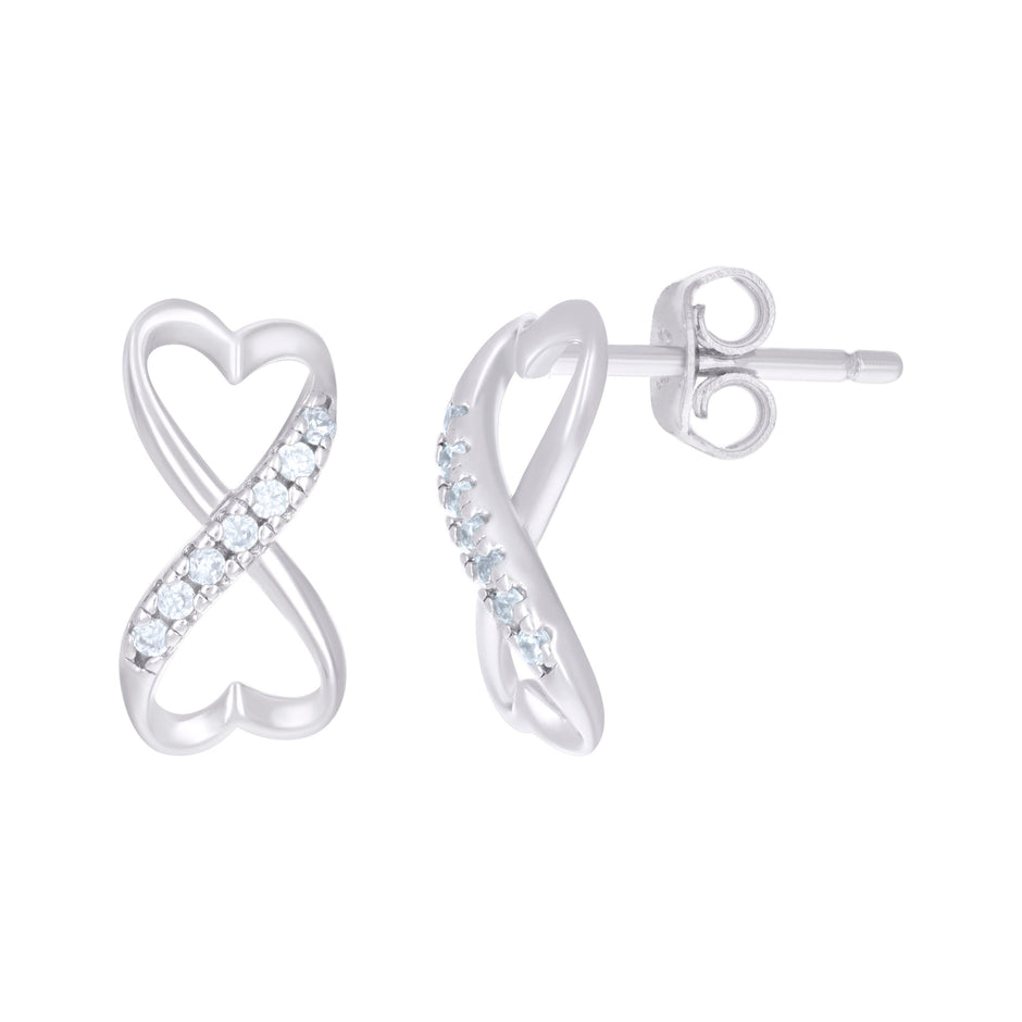 925 Sterling Silver Womens Cubic Zirconia Infinity Stud Earrings