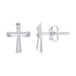 925 Sterling Silver Womens Cubic Zirconia Cross Religious Stud Earrings
