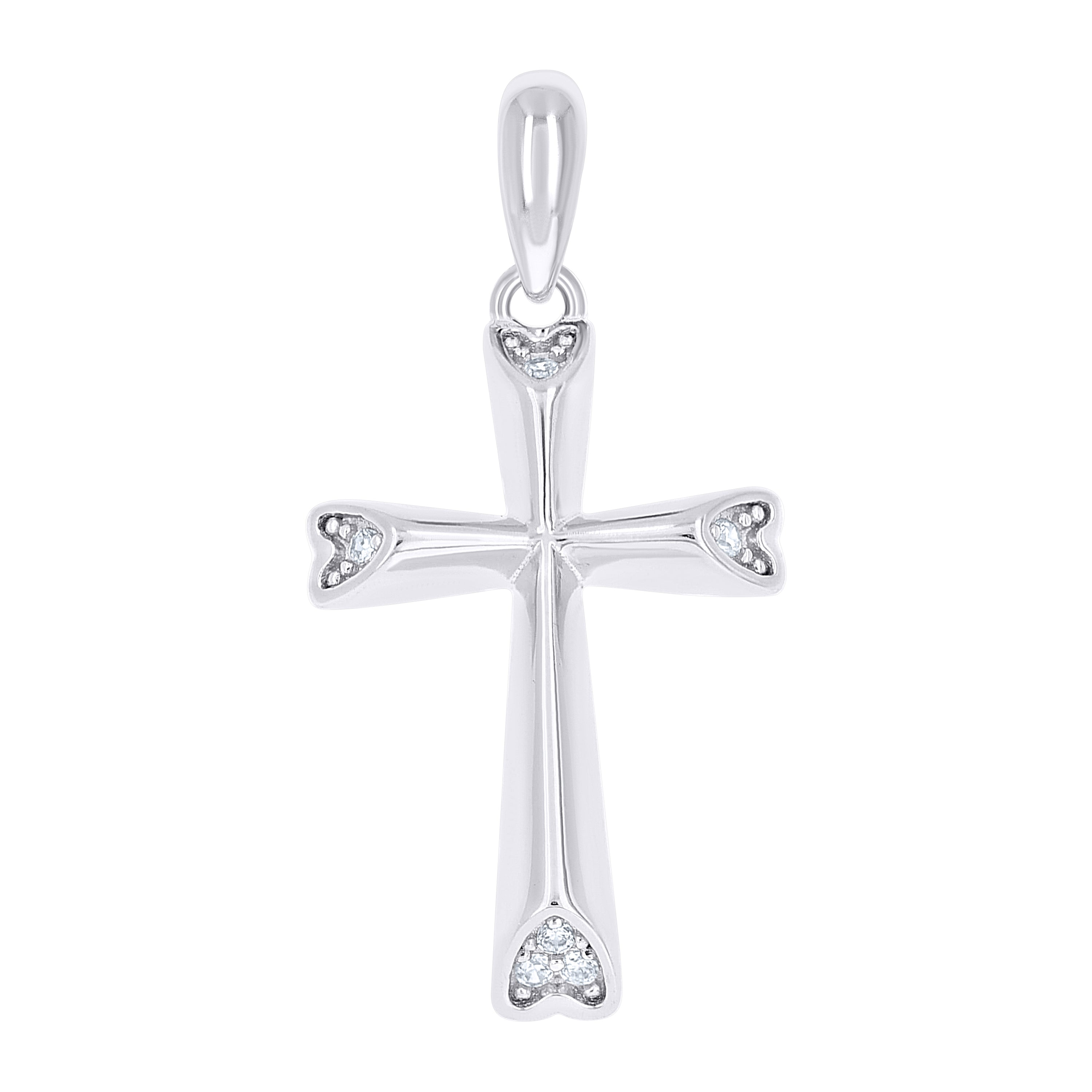 925 Sterling Silver Unisex Cz Cross Religious Charm Pendant