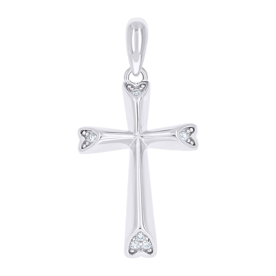 925 Sterling Silver Unisex Cz Cross Religious Charm Pendant