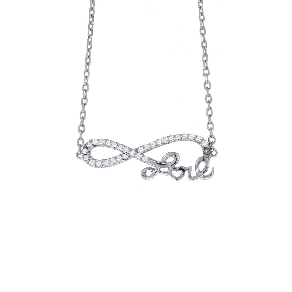 925 Sterling Silver Women Cubic Zirconia Rolo Link Infinity Necklace