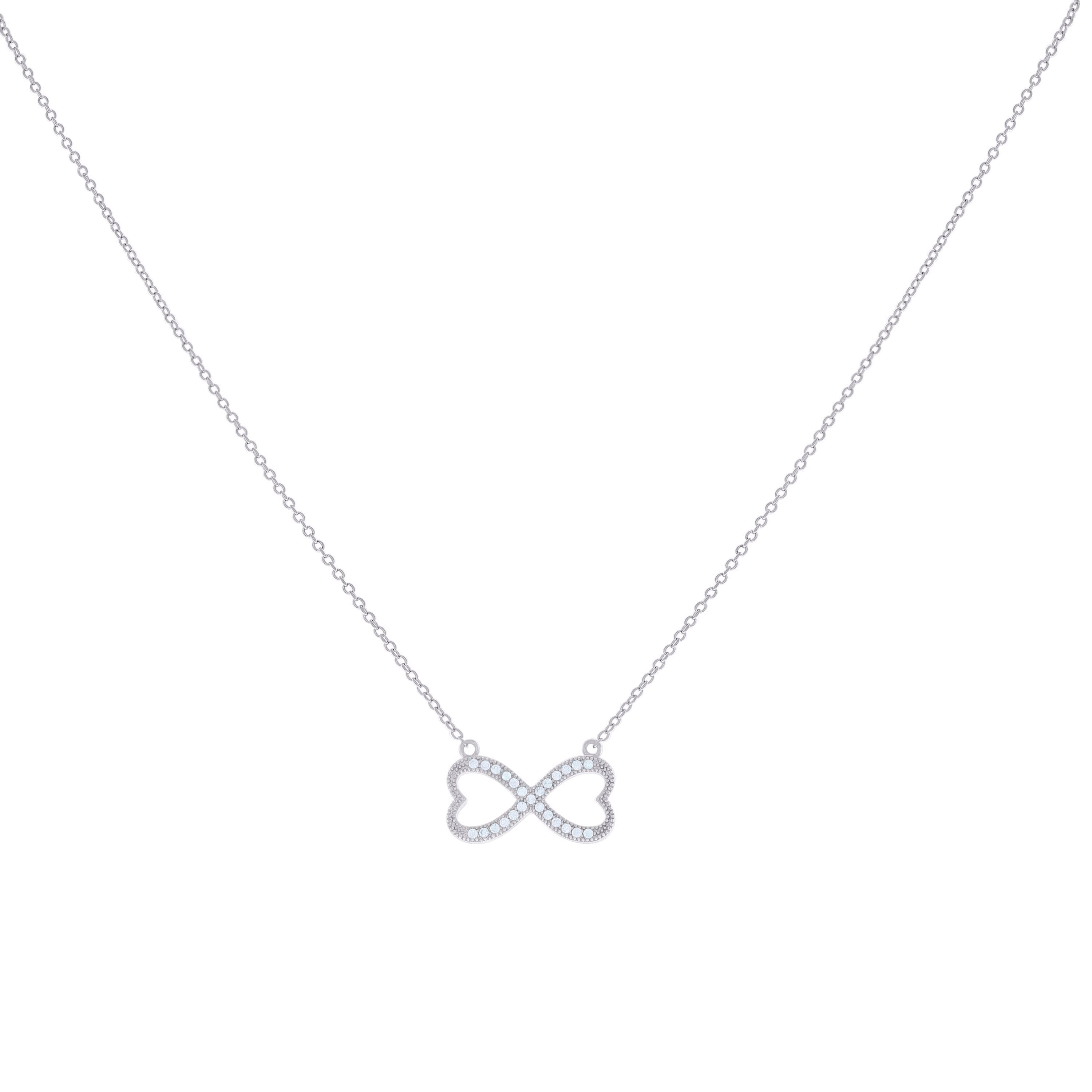 925 Sterling Silver Women Cubic Zirconia Rolo Link Infinity Necklace