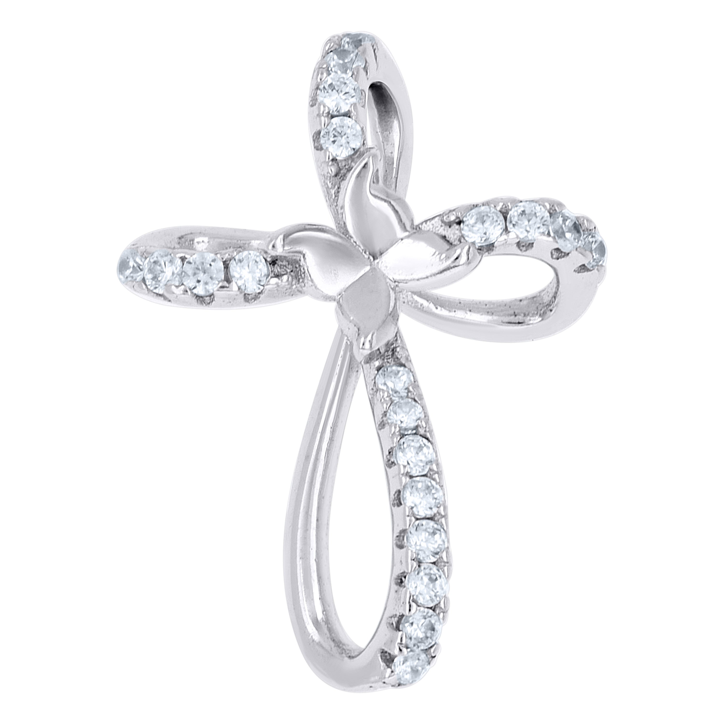 925 Sterling Silver Unisex Cz Cross Religious Charm Pendant