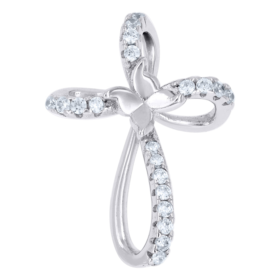 925 Sterling Silver Unisex Cz Cross Religious Charm Pendant