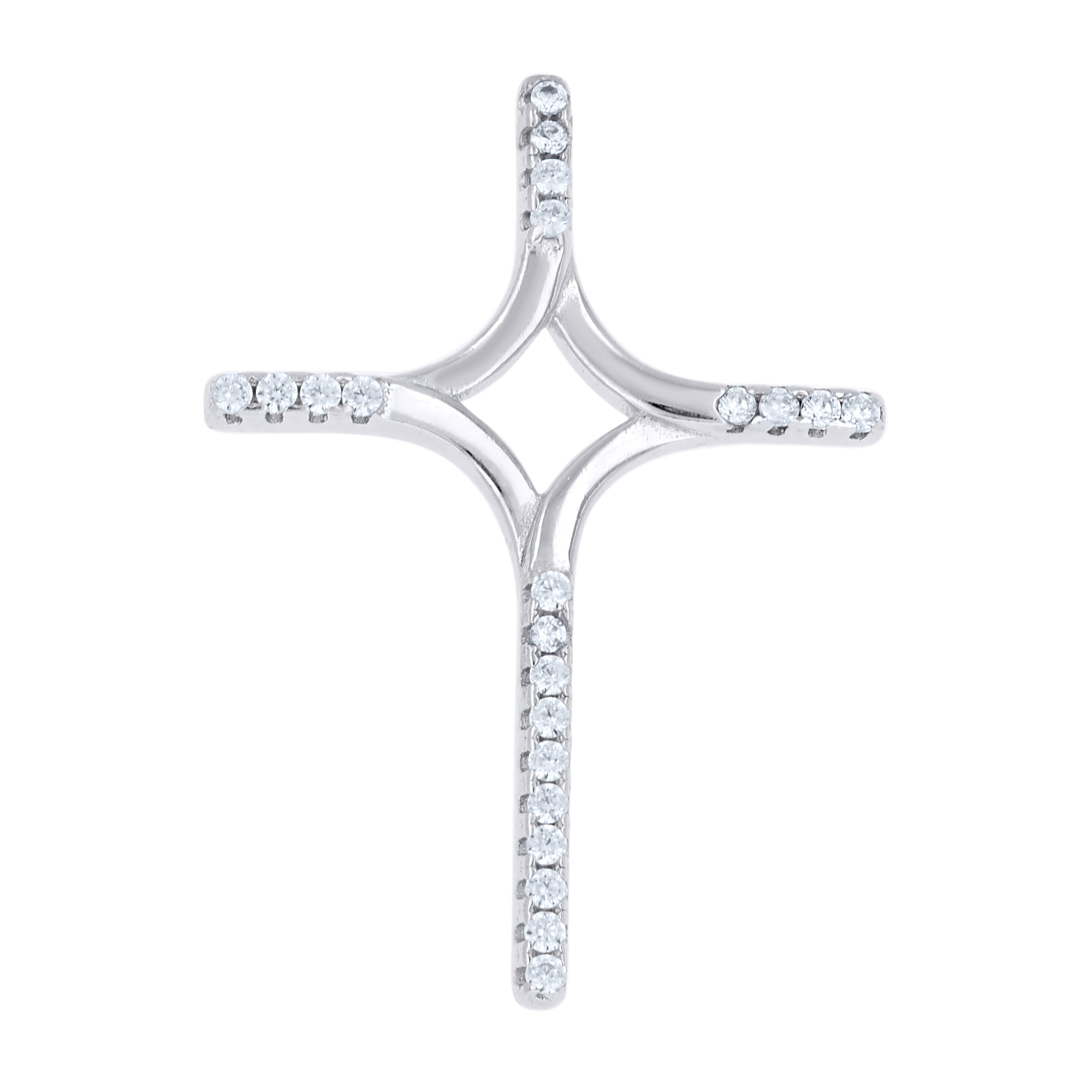 925 Sterling Silver Womens Cubic Zirconia Cross Religious Charm Pendant