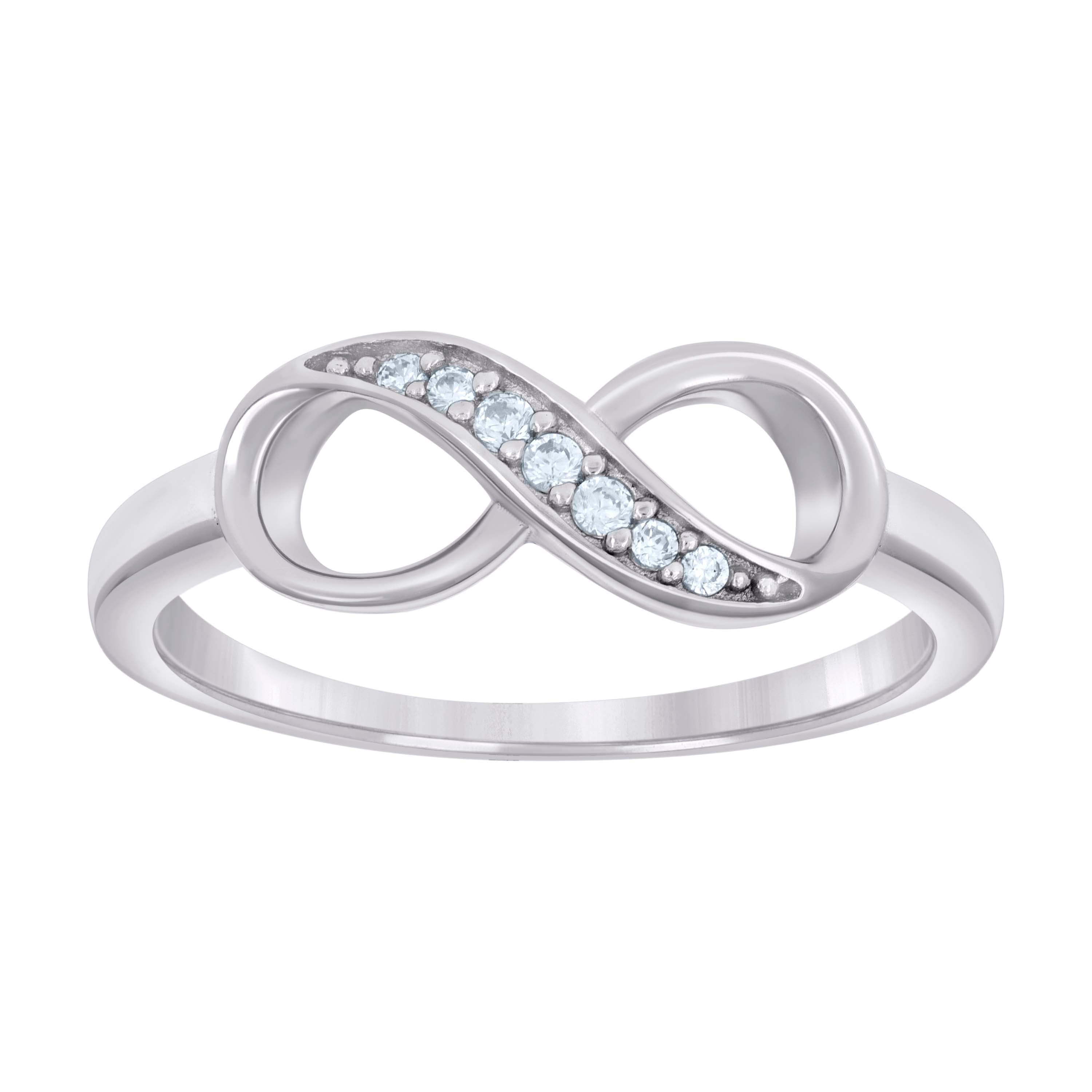 925 Sterling Silver Womens Cubic-Zirconia Infinity Ring Size 5