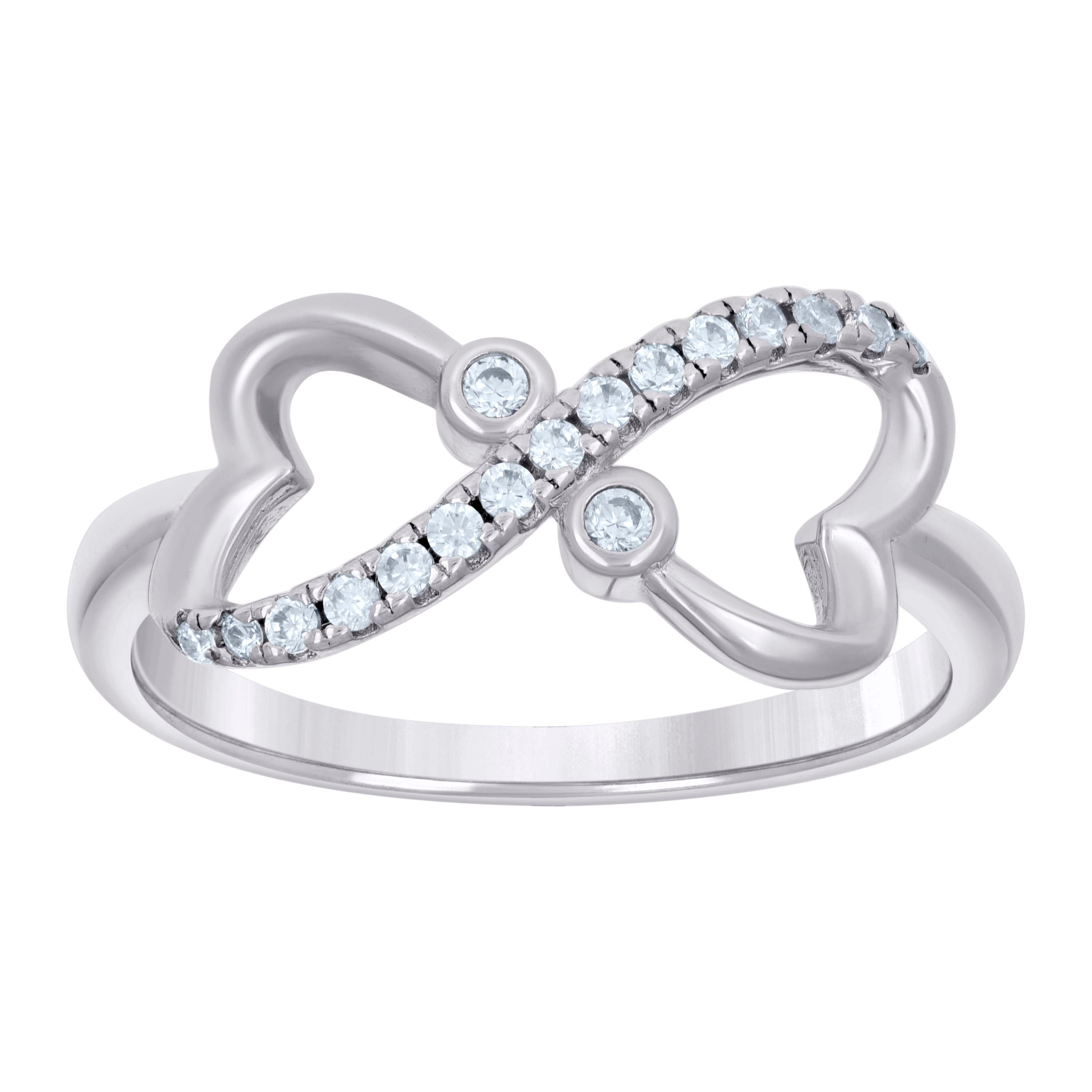 925 Sterling Silver Womens Cubic Zirconia Size-8 Infinity Heart Fashion Ring Band - SLV-55963