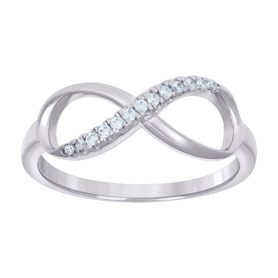 925 Sterling Silver Womens Cubic-Zirconia Infinity Love Ring Size 6 