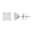 925 Sterling Silver Womens Cubic Zirconia Square Stud Earrings