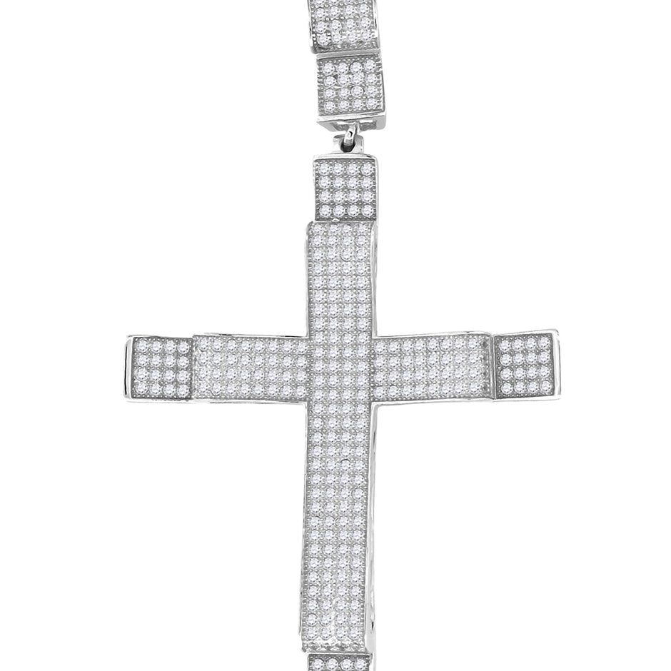 925 Sterling Silver Unisex CZ Cross Religious Charm Pendant