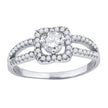 925 Sterling Silver Womens Cubic-Zirconia Floral Engagement Ring Size 7 - SLV-56763