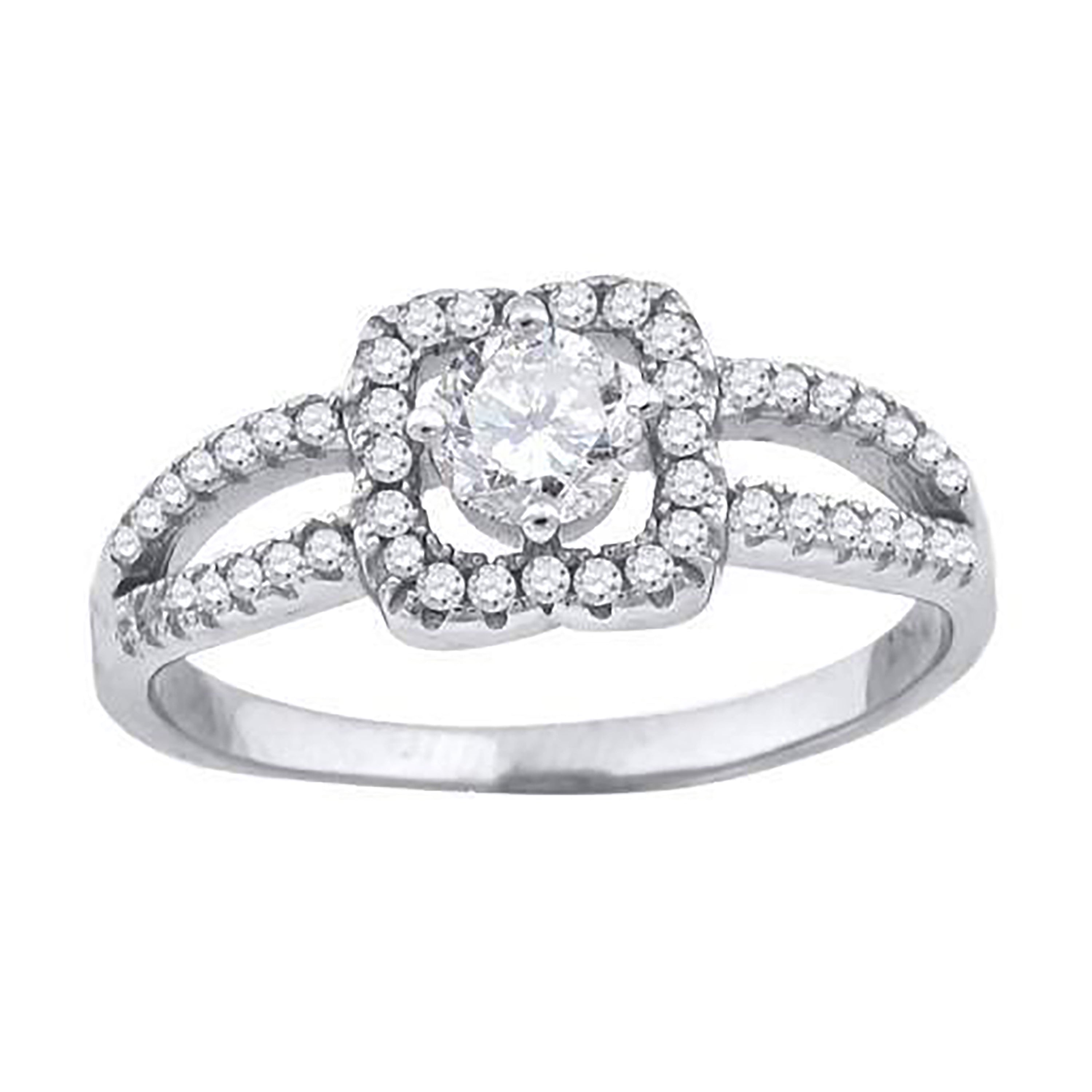 925 Sterling Silver Womens Cubic-Zirconia Floral Engagement Ring Size 8 - SLV-56764