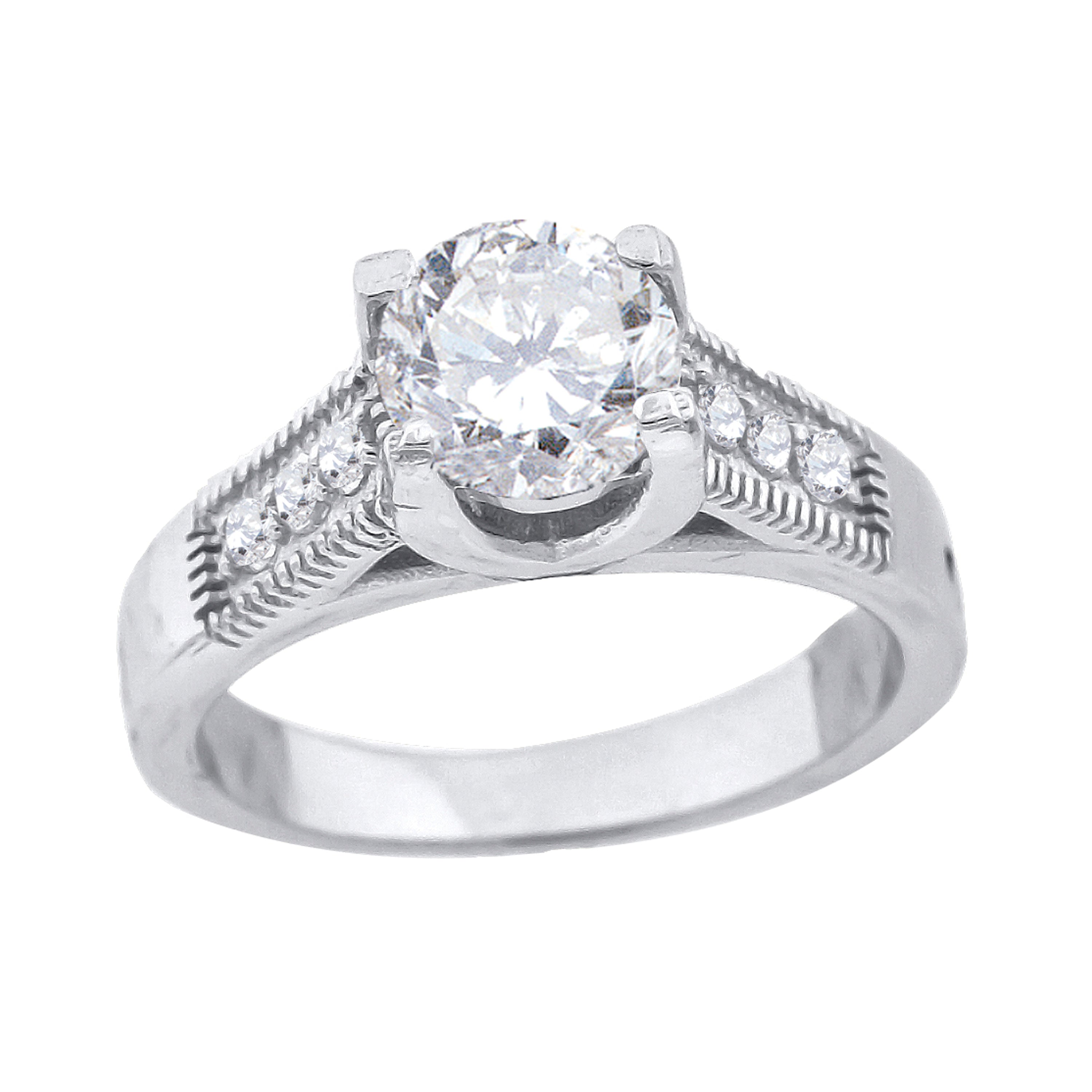 925 Sterling Silver Womens Cubic Zirconia Migraine Engagement Ring Size 6