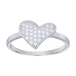 925 Sterling Silver Womens Cubic Zirconia Heart Ring Size 7 - SLV-56783