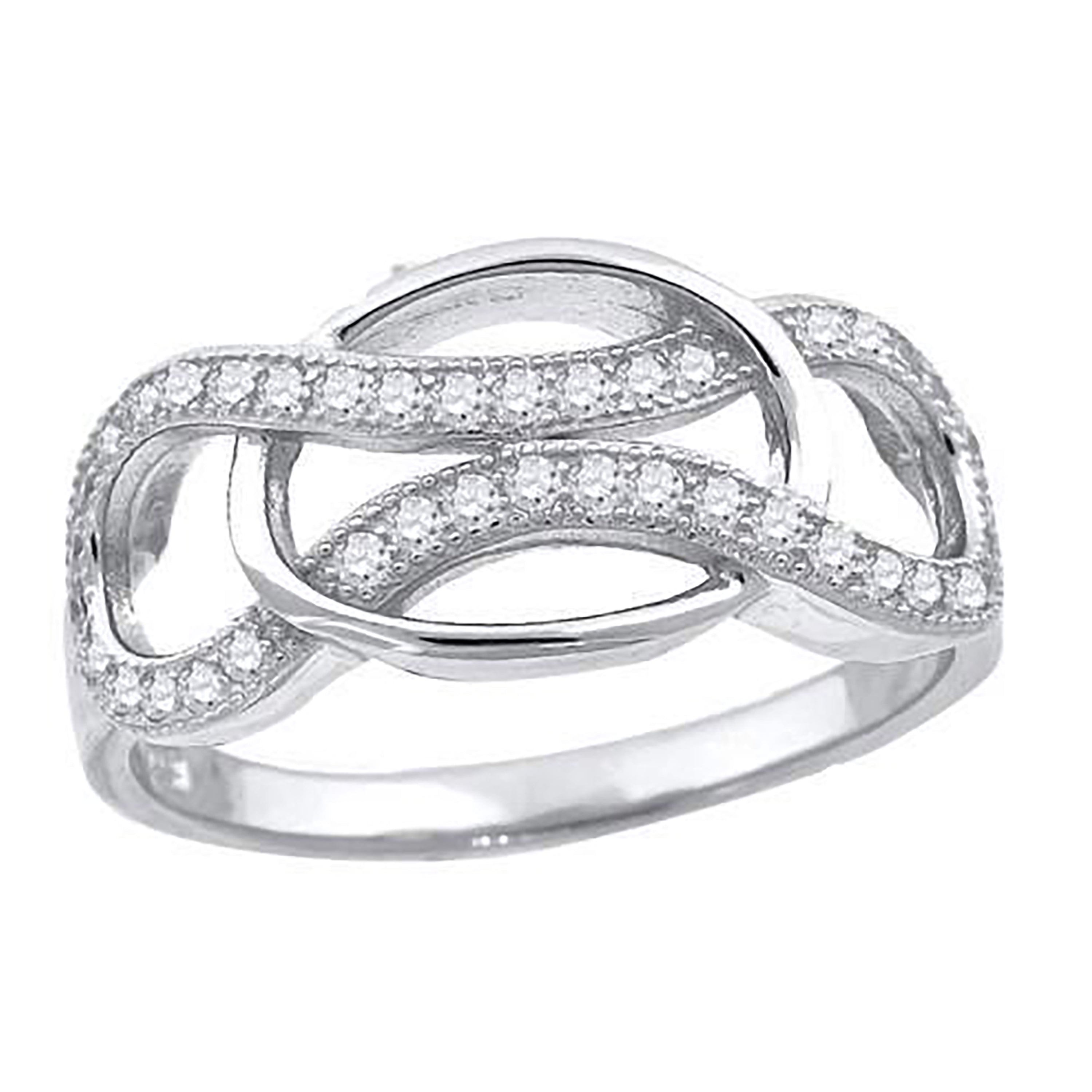 925 Sterling Silver Womens Cubic-Zirconia Infinity Fashion Ring Size 9