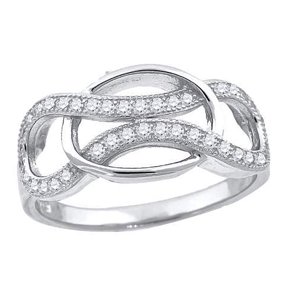 925 Sterling Silver Womens Cubic-Zirconia Infinity Fashion Ring Size 9