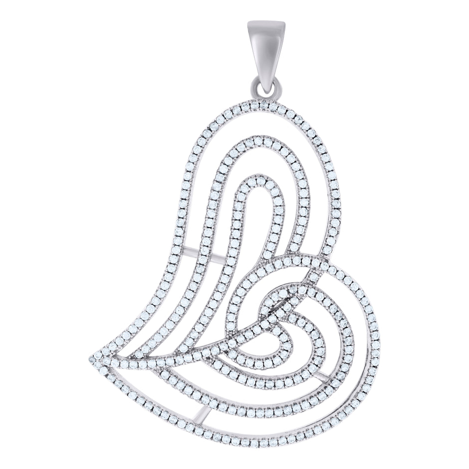 925 Sterling Silver Womens Cz Heart Charm Pendant