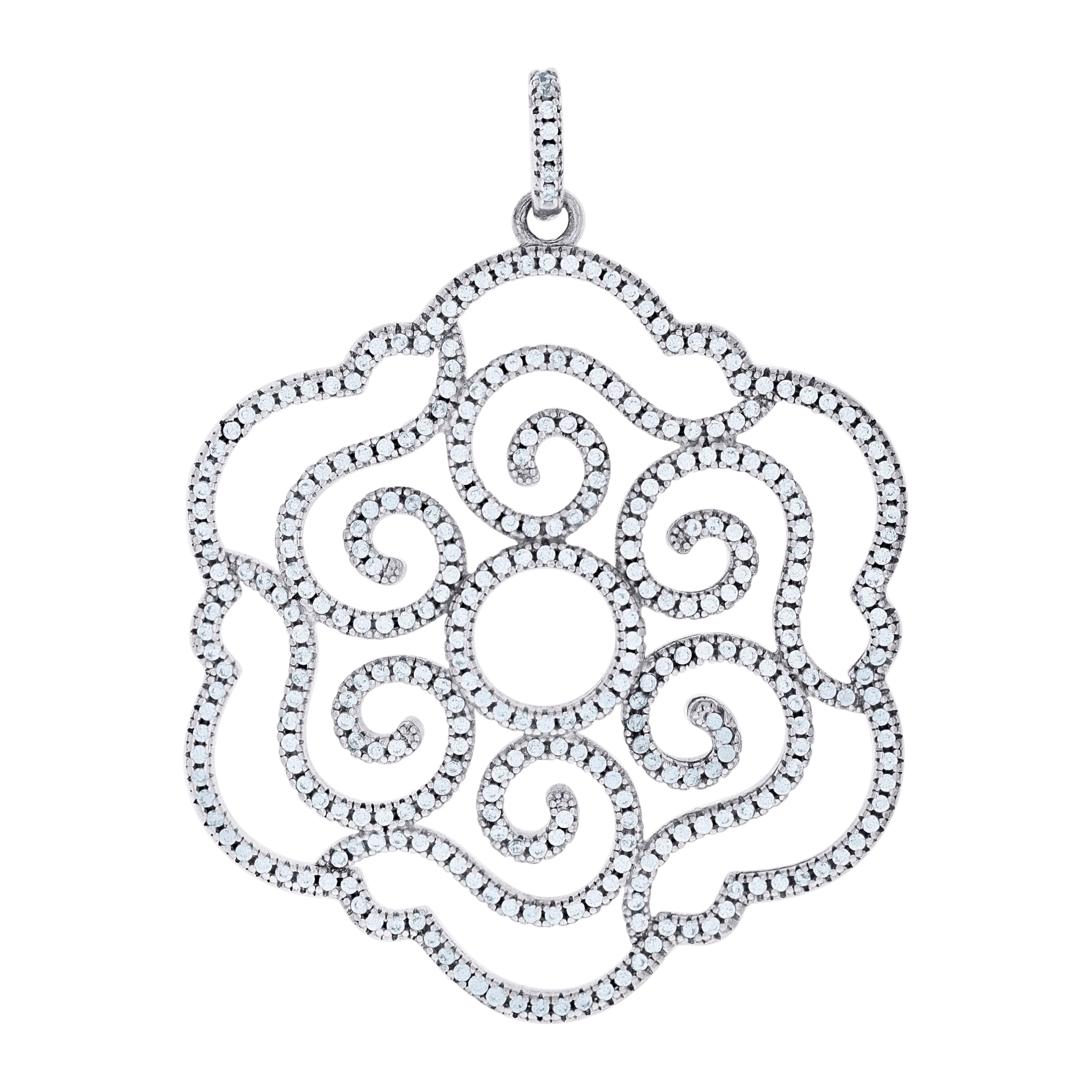 925 Sterling Silver Womens Cubic-Zirconia Nature Motif Charm Pendant
