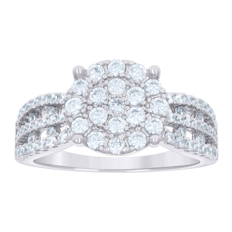 925 Sterling Silver Womens Cubic-Zirconia Round Head Fashion Ring Size 8 - SLV-56819