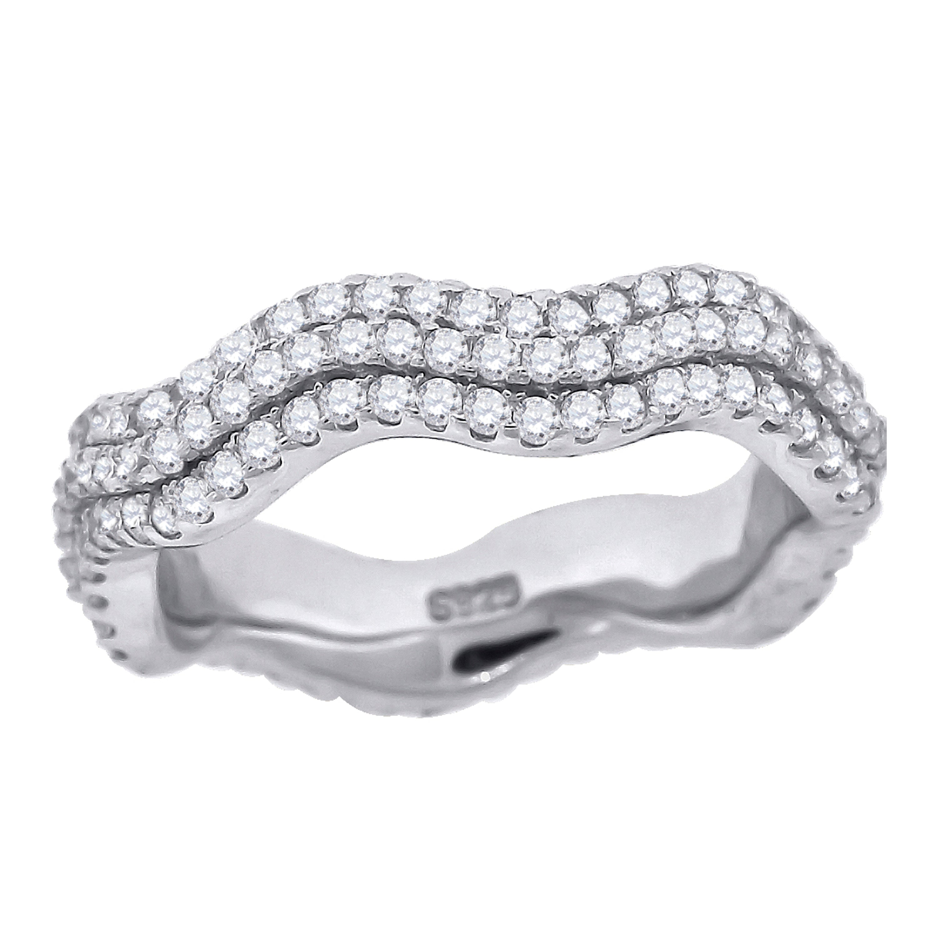 925 Sterling Silver Womens Cubic Zirconia Fashion Twisted Wedding Band Ring Size 8