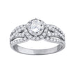 925 Sterling Silver Womens Cubic Zirconia Halo Engagement Ring Size 6