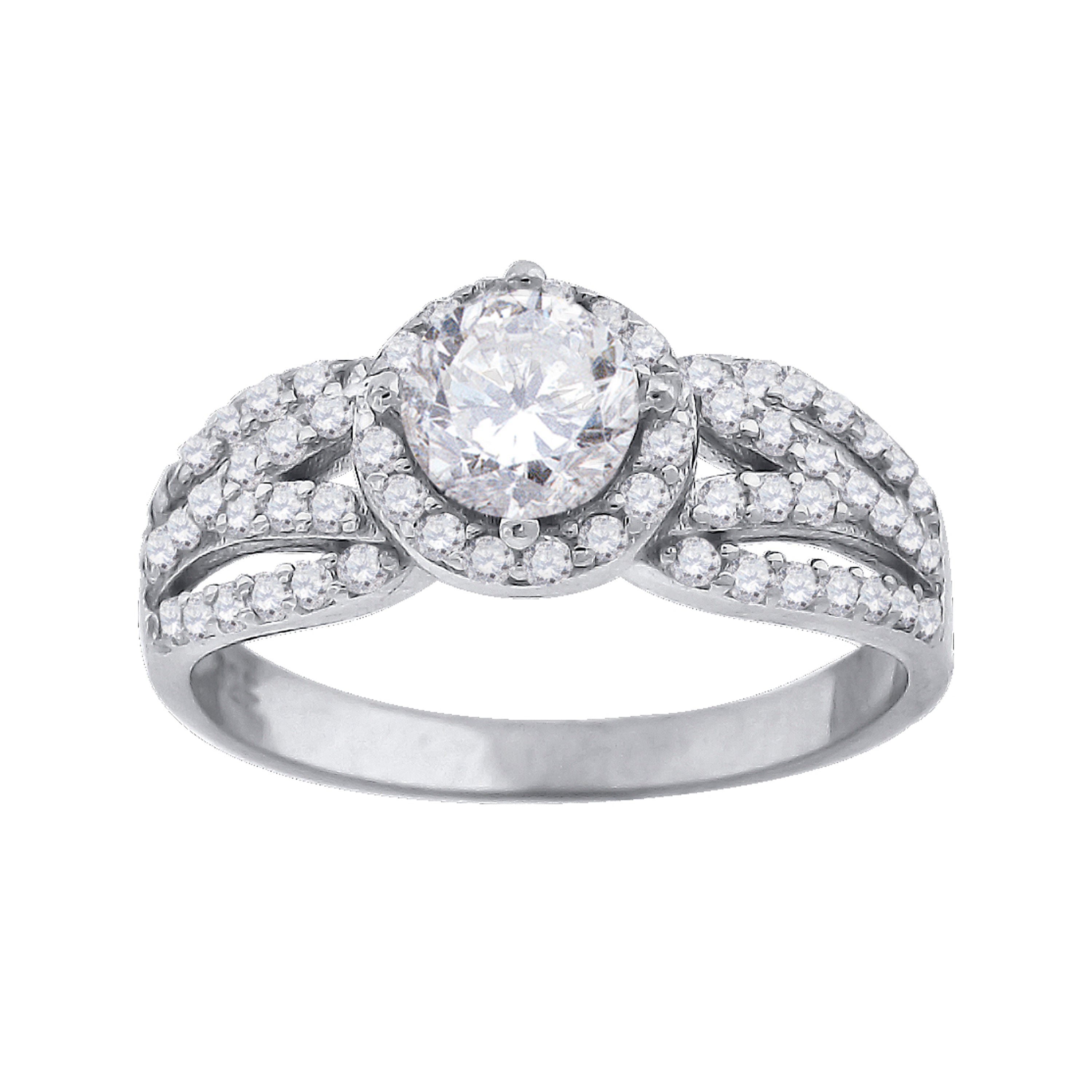 925 Sterling Silver Womens Cubic Zirconia Halo Engagement Ring Size 8 - SLV-57004