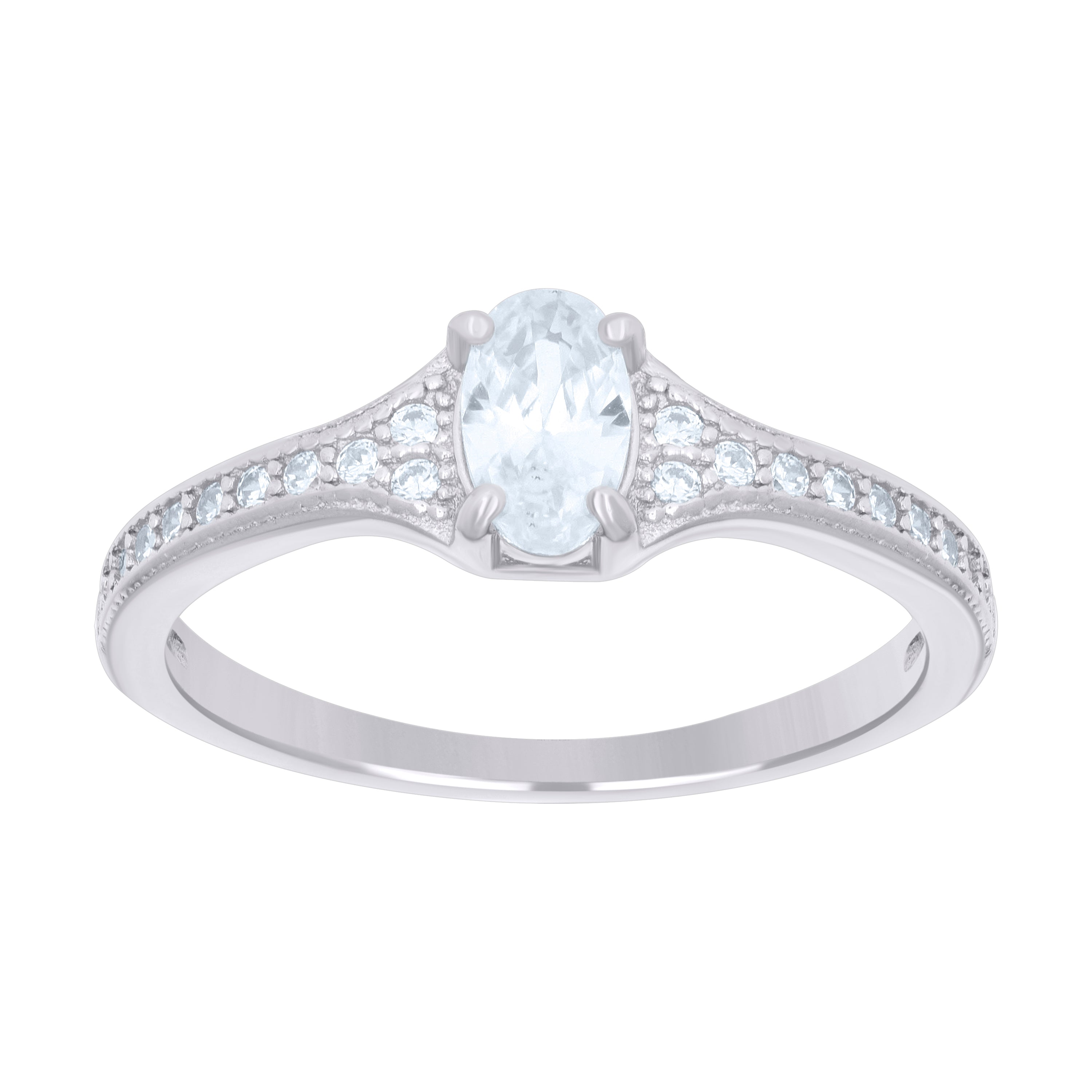 925 Sterling Silver Womens Oval Cubic Zirconia Engagement Ring Size 8 - SLV-57010