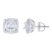 925 Sterling Silver Womens Cubic Zirconia Halo Square Stud Earrings