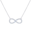 925 Sterling Silver Women Cubic Zirconia Rolo Link Infinity Necklace