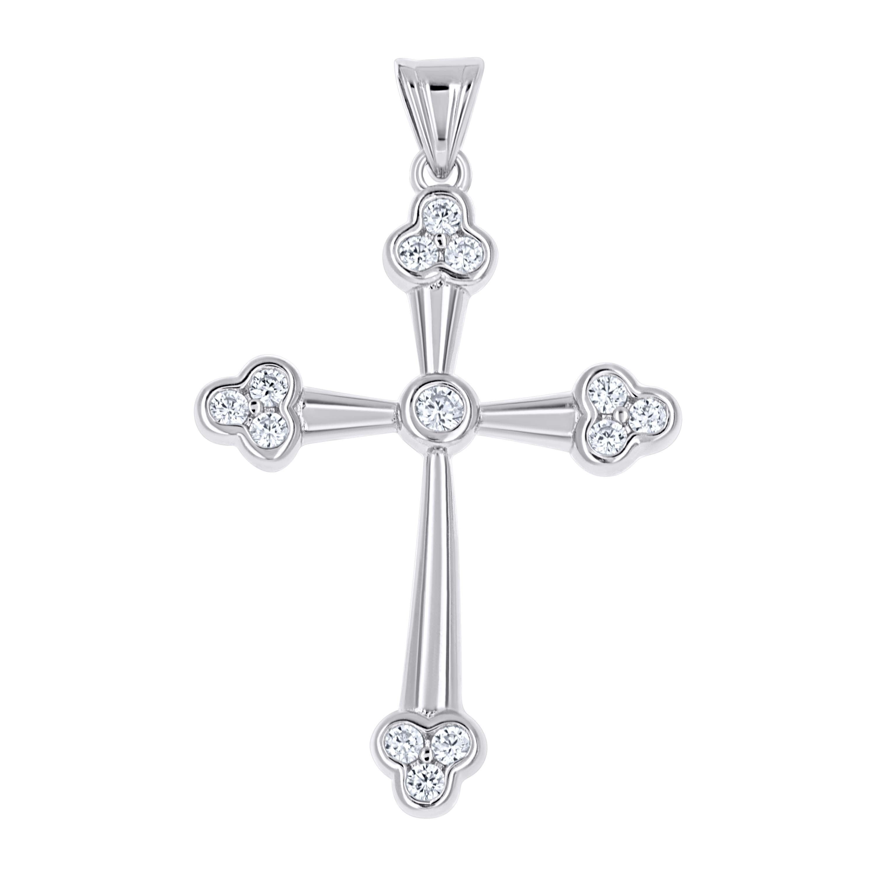 925 Sterling Silver Unisex Cz Cross Religious Charm Pendant