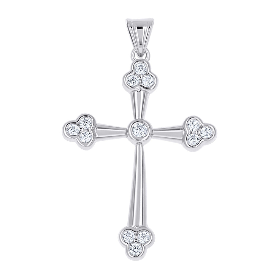 925 Sterling Silver Unisex Cz Cross Religious Charm Pendant
