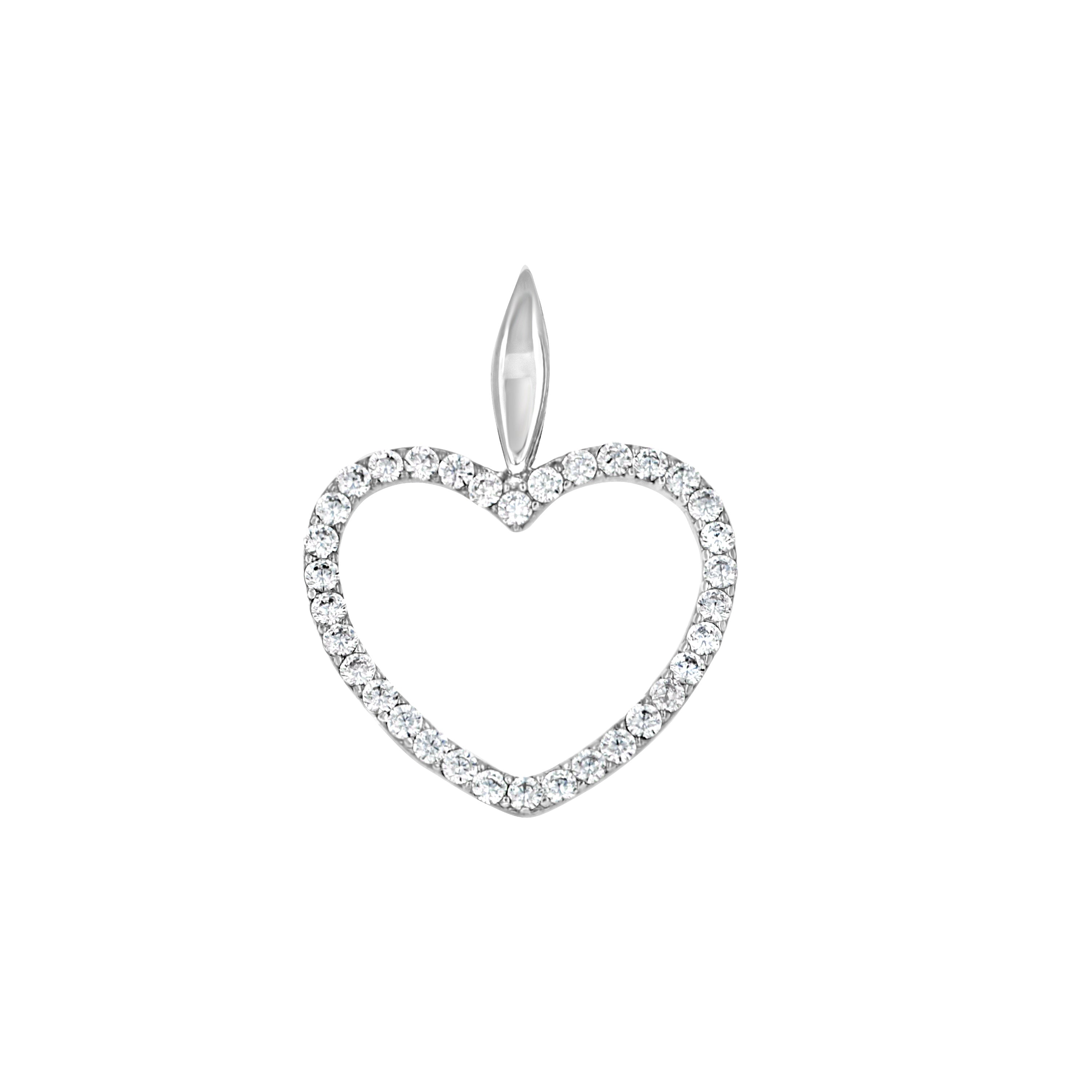 925 Sterling Silver Womens Cz Heart Charm Pendant