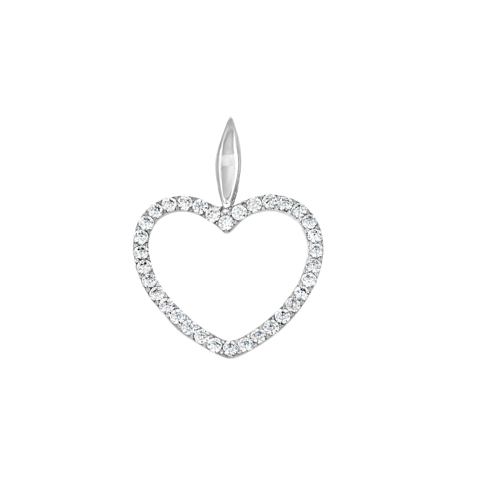 925 Sterling Silver Womens Cz Heart Charm Pendant