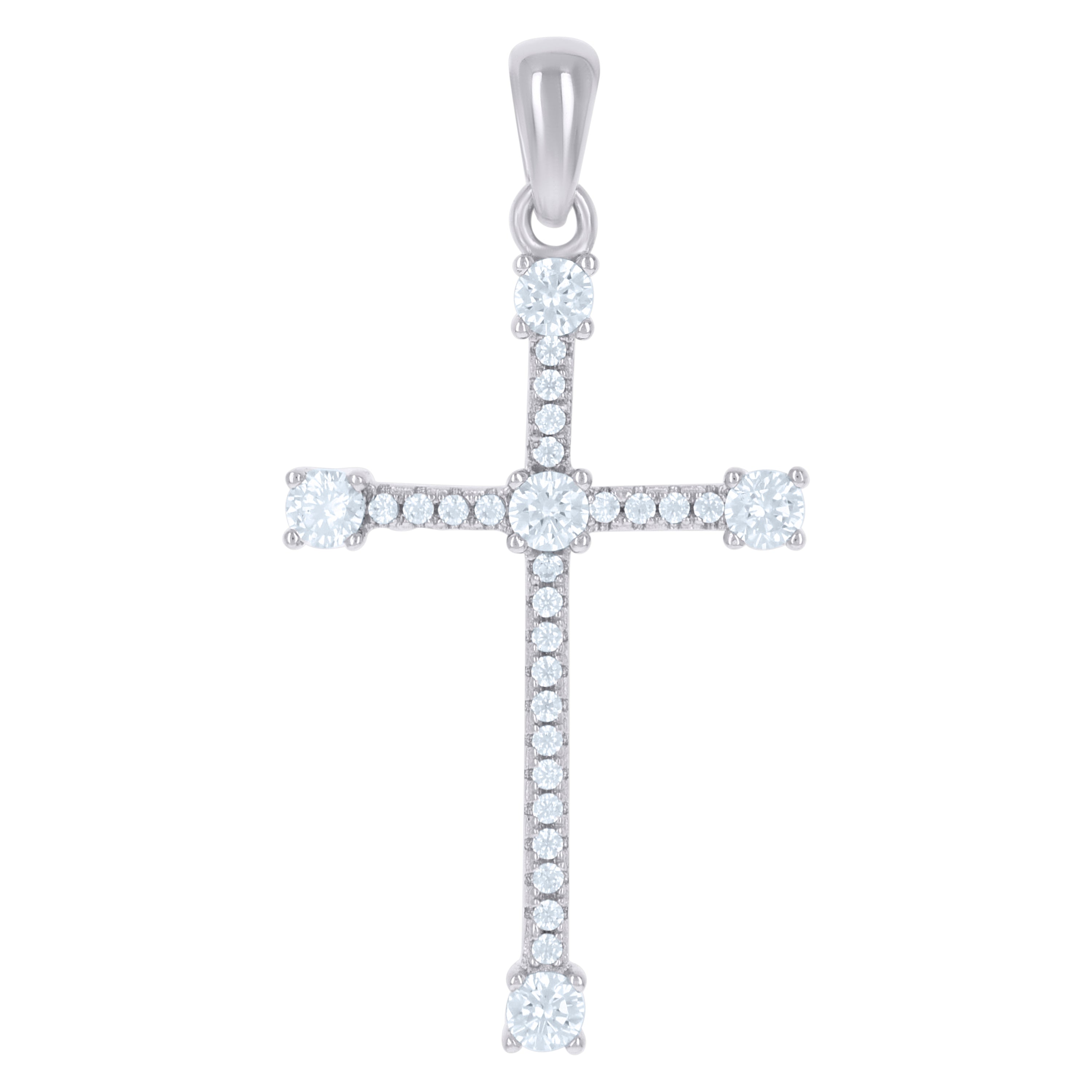 925 Sterling Silver Unisex Cz Cross Religious Charm Pendant