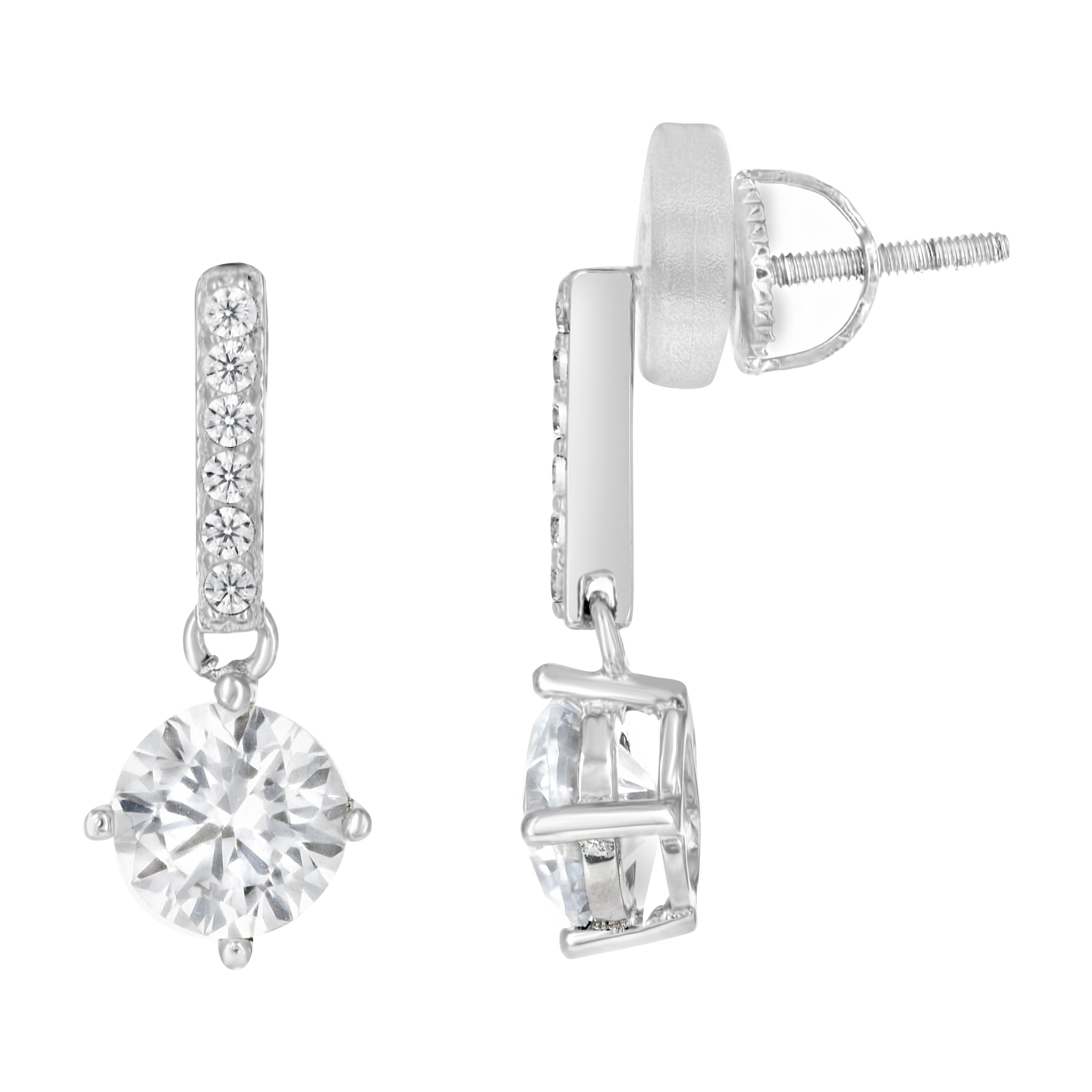925 Sterling Silver Womens Cubic-Zirconia Fashion Danglers Earrings