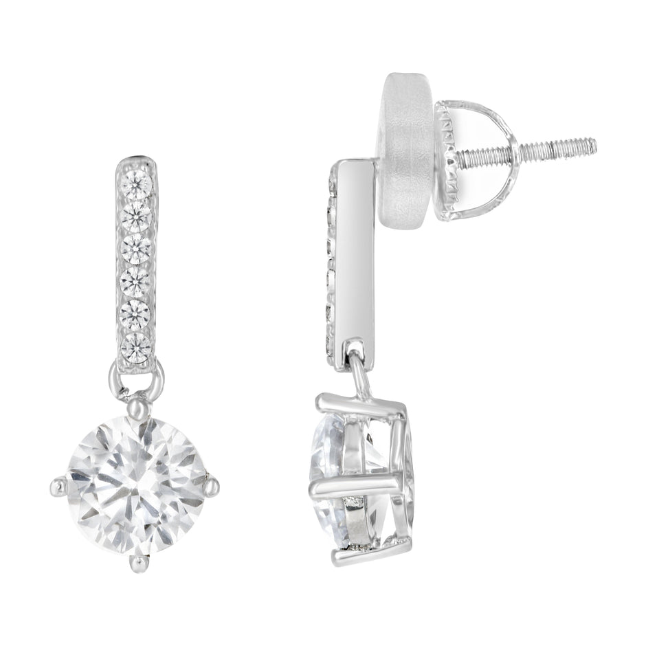 925 Sterling Silver Womens Cubic-Zirconia Fashion Danglers Earrings