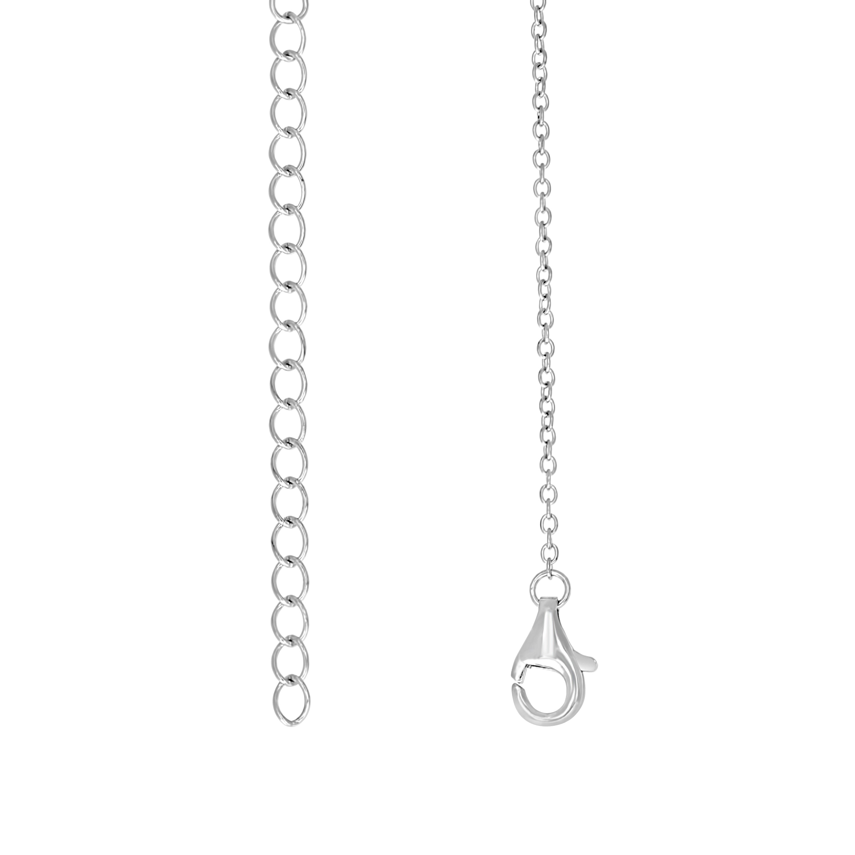 925 Sterling Silver Women Cubic Zirconia Rolo Link Hope Necklace