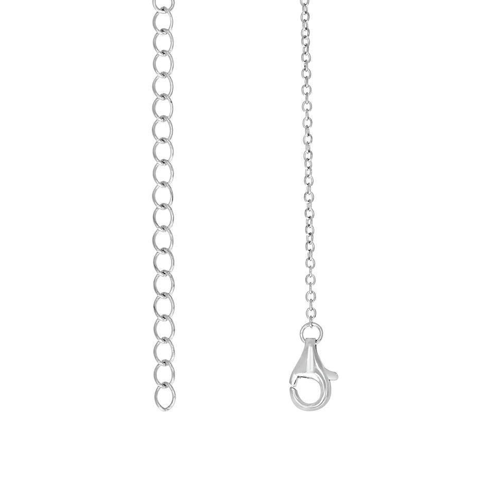 925 Sterling Silver Women Cubic Zirconia Rolo Link Hope Necklace