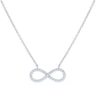 925 Sterling Silver Women Cubic Zirconia Rolo Link Infinity Necklace