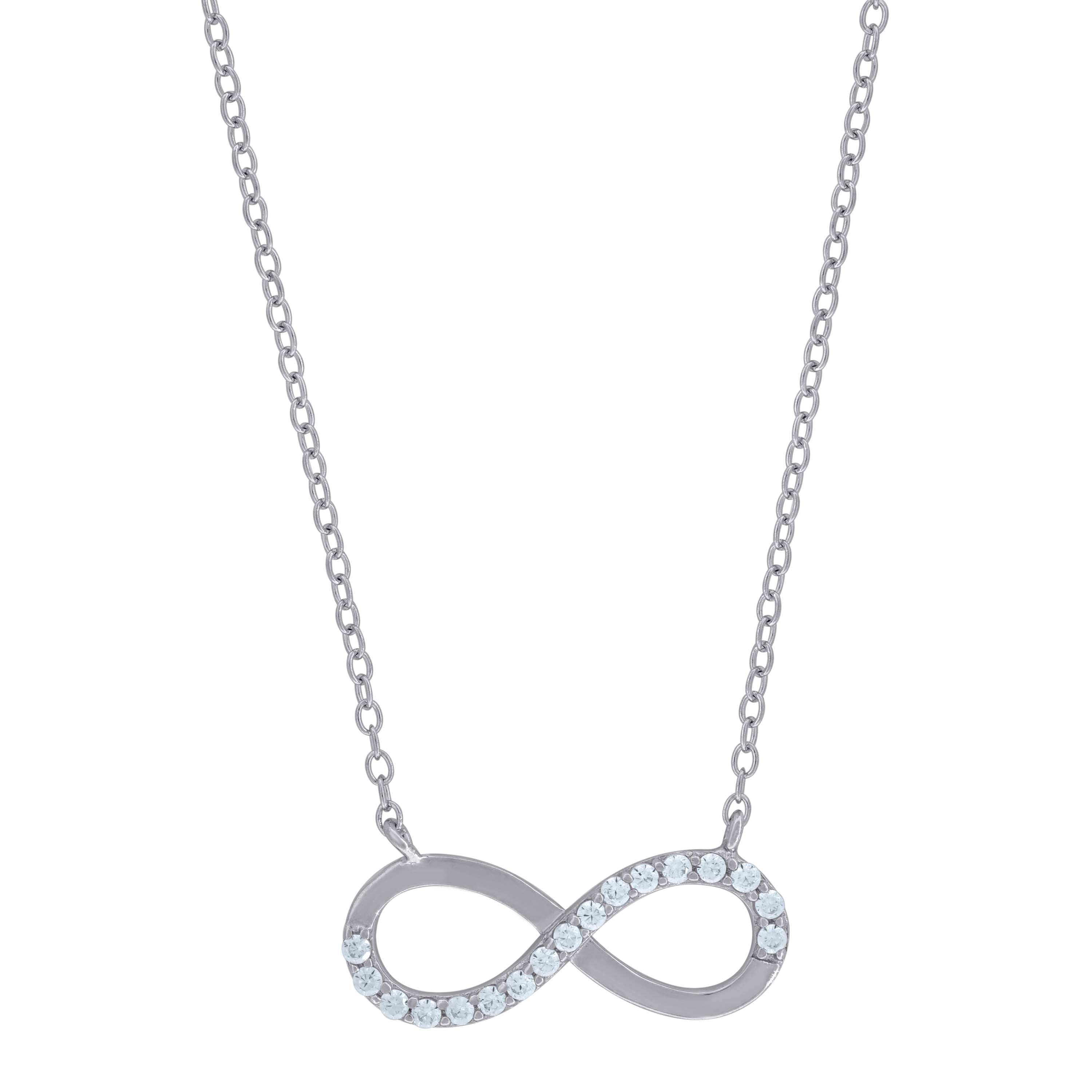925 Sterling Silver Womens Round Cubic Zirconia Infinity Pendant Fashion Necklace