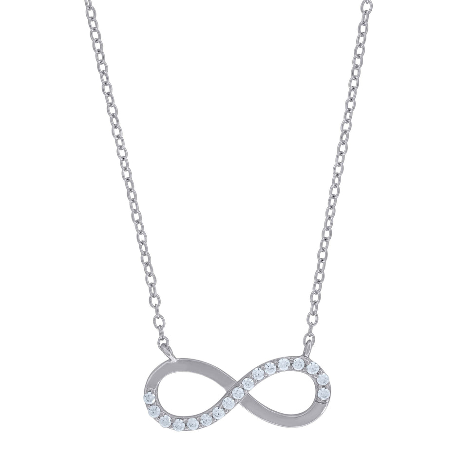 925 Sterling Silver Womens Round Cubic Zirconia Infinity Pendant Fashion Necklace