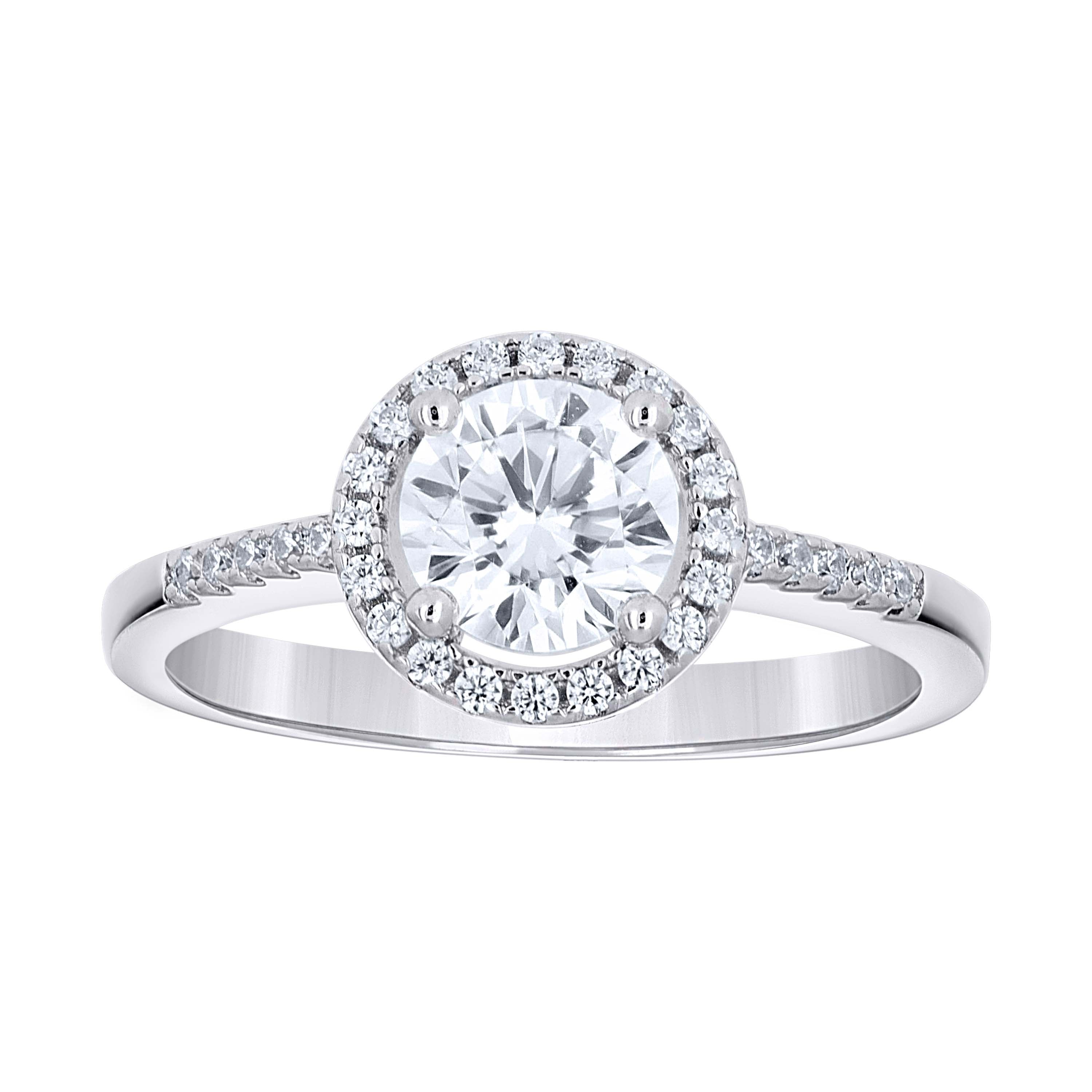 925 Sterling Silver Womens Cubic Zirconia Halo Ring Size 6